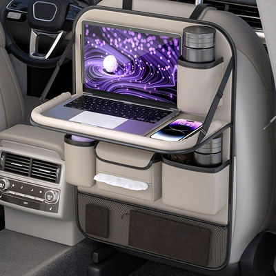 Table Supplies, Car table board - warm-rice-nappa-leather-chair-back-storage-upgraded-table-version-long-version