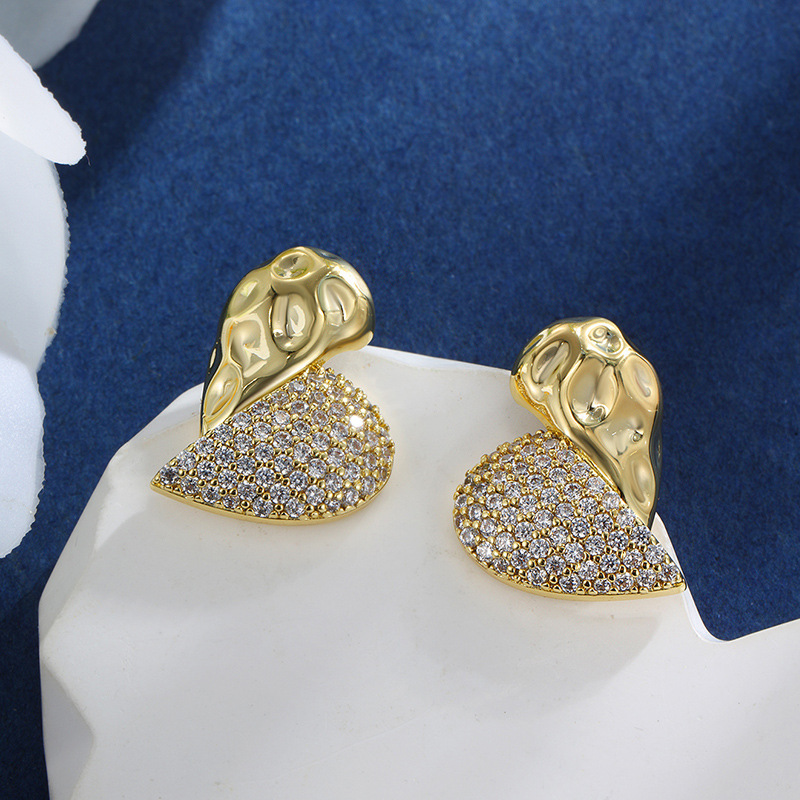 14K color Xuping joyería geometría estrella de amor auriculares de zircón ligero de lujo nicho sensación de mujer