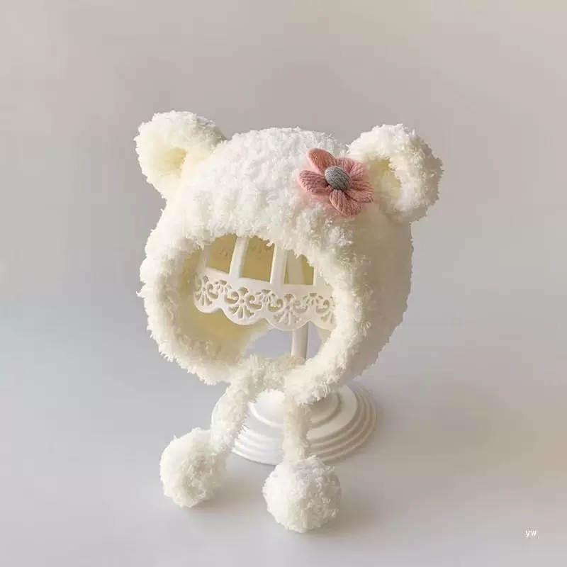 婴儿秋冬季帽子护耳保暖毛线帽公主宝宝婴幼儿加厚针织女童可爱