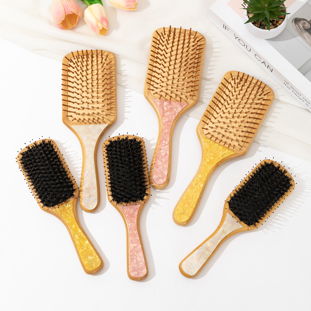 Comercio exterior transfronterizo nuevo parche de ácido acético natural Nan bambú cojín de aire de masaje peine de cabello sin cabello de prevención de desprendimiento de cabello