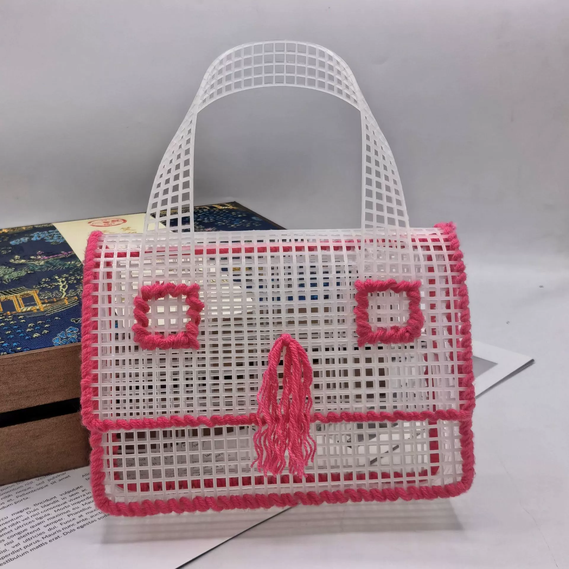 Губка Боб шерстяная нить dly ручной работы тканая пластиковая сетка кусок ручной ручной наклон аниме детская тканая сумка