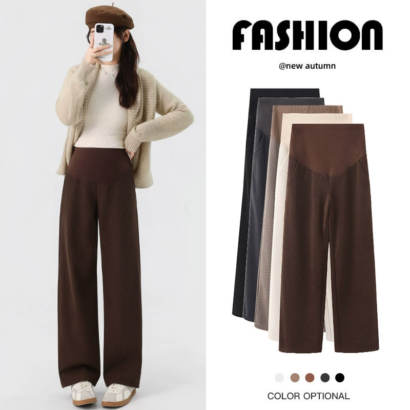 Брюки для беременных осенью и зимой носить осенние широкие брюки зимой плюс бархатные толстые прямые брюки большого размера для живота для беременных