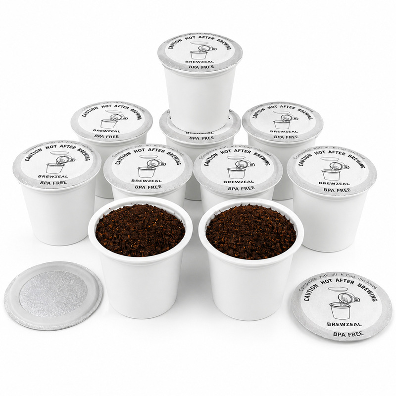 Disposable Refillable K-Cup Filter Kcup Refillable Powder Capsule Shell Compatible with Keurig 2.0 Without Welding
