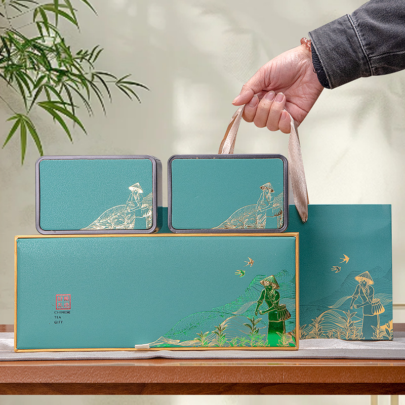 新款绿茶礼盒高档摆泡半斤装铁观音碧螺春通用茶叶包装条盒空礼盒