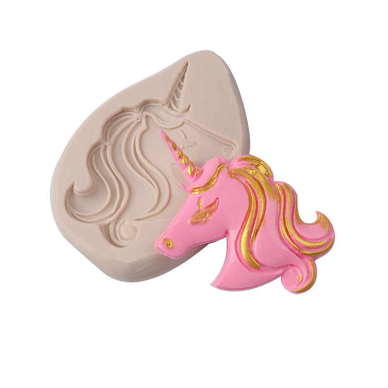 En línea celebridad 3D unicornio epoxi molde de silicona coche aromaterapia molde de yeso jabón molde para hornear