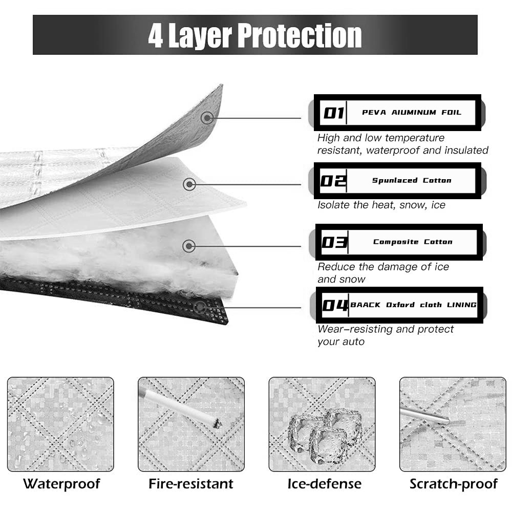 Nueva cubierta del parabrisas trasero del coche de 4 capas ventana trasera cubierta del coche protección solar protección UV a prueba de viento nieve privacidad nieve escudo
