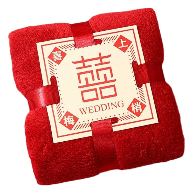 Полотенце из кораллового флиса красного цвета, подарок на свадьбу, сувенир, подарок на праздник, подарок для корпоративных клиентов, сувенирное полотенце с логотипом
