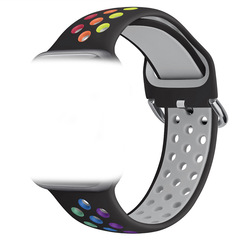 適用蘋果7代手錶錶帶 apple watch se針扣NK硅膠透氣運動防汗腕帶