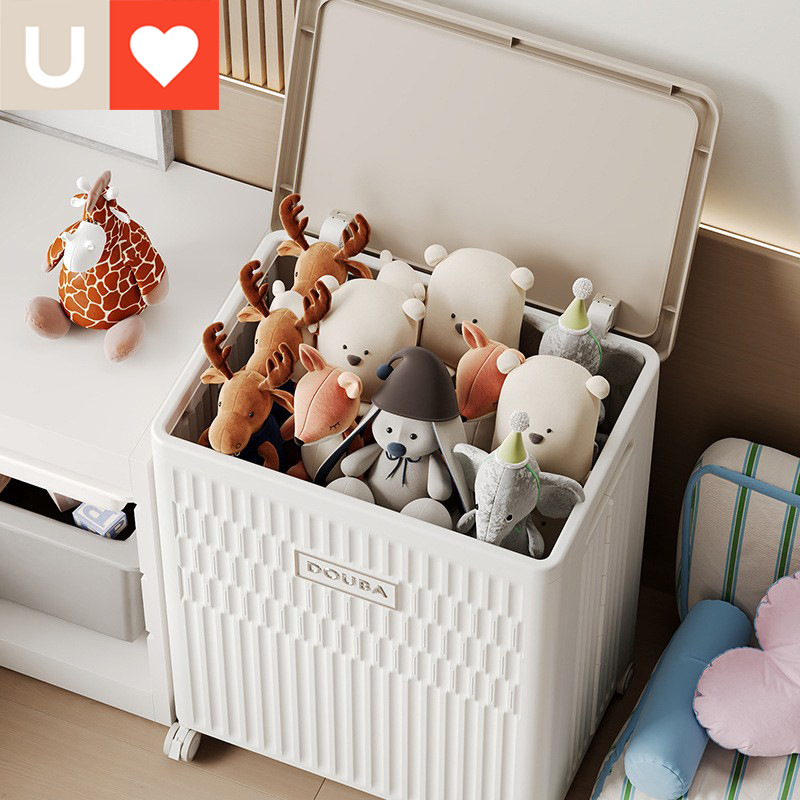 友耐新款多功能塑料收纳篮宿舍大容量防尘带轮多层家用整理收纳箱