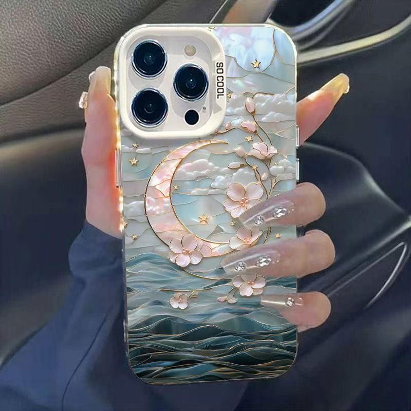 Nueva rama de flor de luna para iPhone 16 funda para teléfono móvil Apple 15promax/14 personalidad 13pro12 Japón y Corea