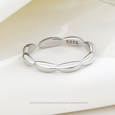 ins Simplicity Jewelry s925 Sterling Silver Rice Ring Korean senior Light extravagance Opening Ring