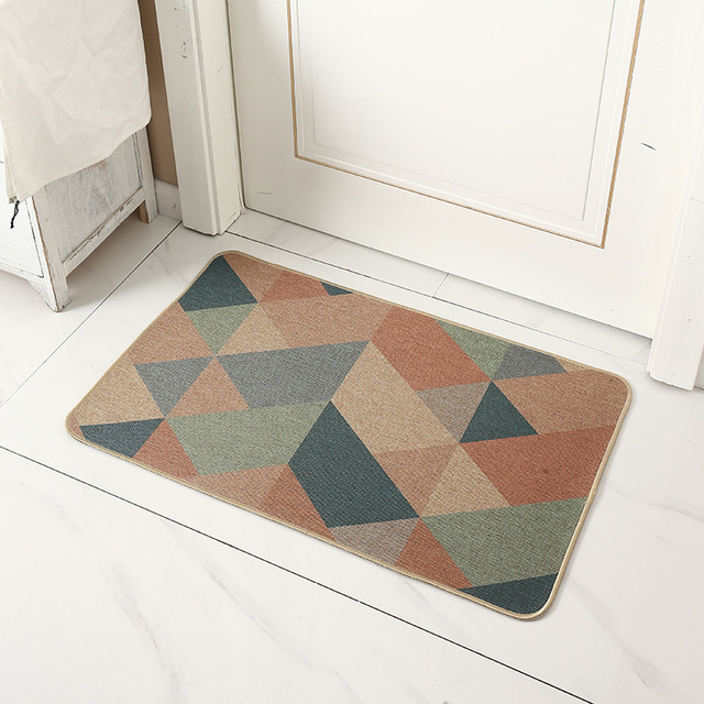 Cartoon linen floor mat for home use, washable, absorbent, quick-drying, non-slip, easy to maintain, dirt-resistant, wear-resistant bathroom mat