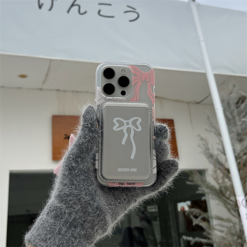 Coque coréenne simple à nœud papillon et étoiles pour iPhone 17/16 Pro Max/15/14, motif cœur girly_voghion.com