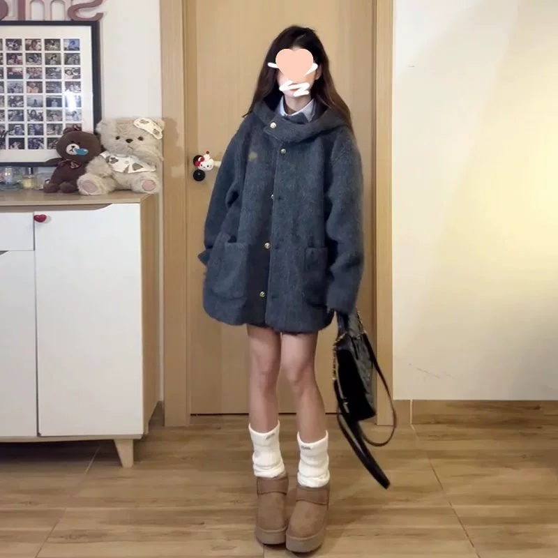 Костюм, демисезонное шерстяное пальто, жакет, для подростков, увеличенная плотность