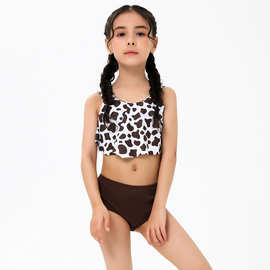 儿童泳衣女分体欧美豹纹印花婴泳装儿童宝宝女童小中大童装游泳衣