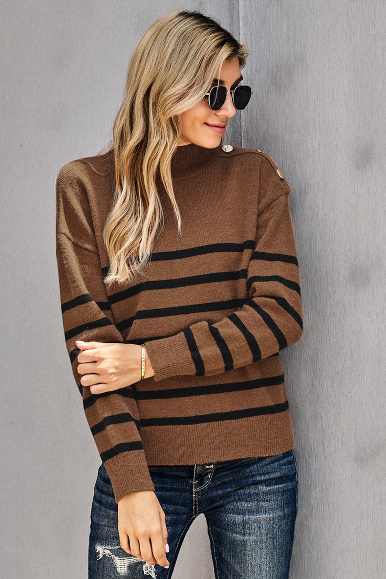 women s striped loose round neck pullover nihaostyles clothing wholesale NSQSY78168