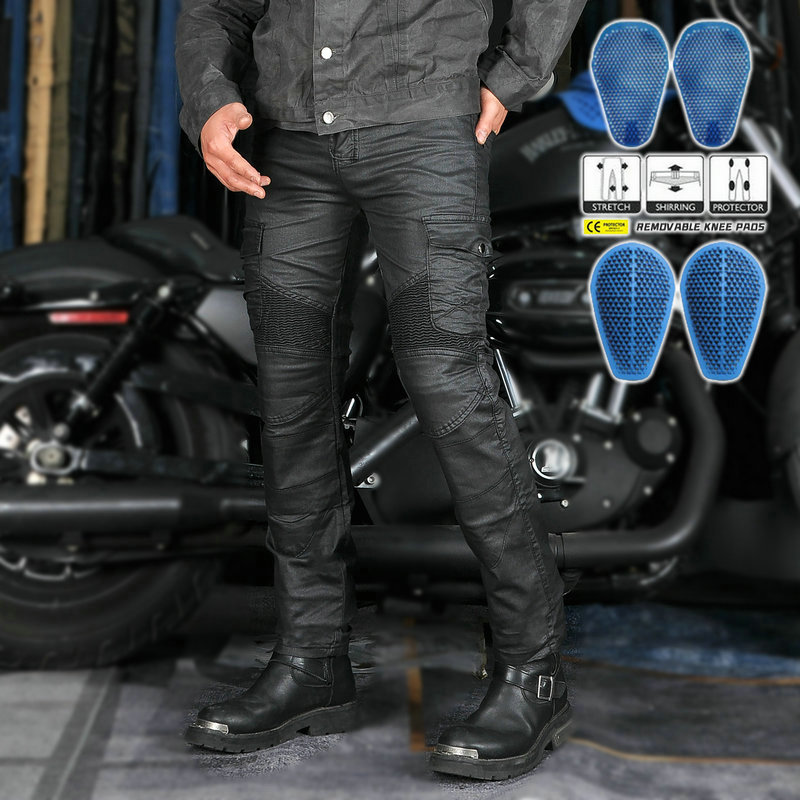 VOLERO motocicleta pantalones vaqueros recubiertos de la motocicleta de la vendimia multi-bolsa de herramientas casuales ciclismo pantalones de silicona equipo de protección