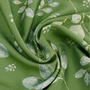 Skin-friendly micro-profile green fresh leaves jacquard fabric cheongsam dress windbreaker clothing fabric