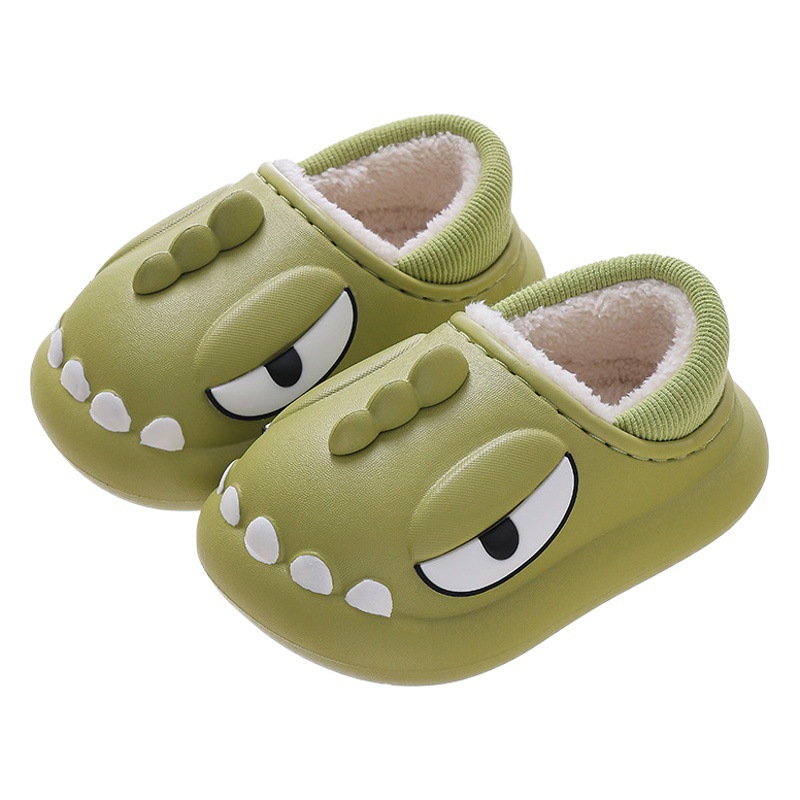 Zapatillas de algodón para niños invierno padre-hijo EVA caída sensación niños y niñas dinosaurio bolsa talón bebé Zapatos de algodón para niños cálidos impermeables