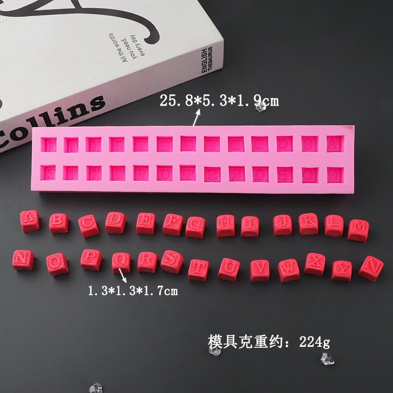 Letras inglesas bloques de construcción fondant chocolate decoración pastel molde silicona DIY epoxi herramientas para hornear