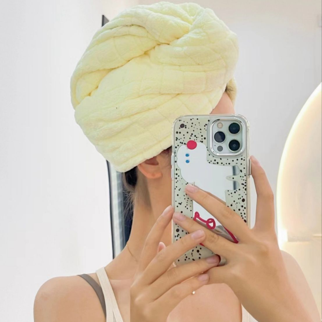 High-density coral velvet 2023 new checkered shower cap absorbent dry hair cap quick-drying thickened double-layer turban wholesale