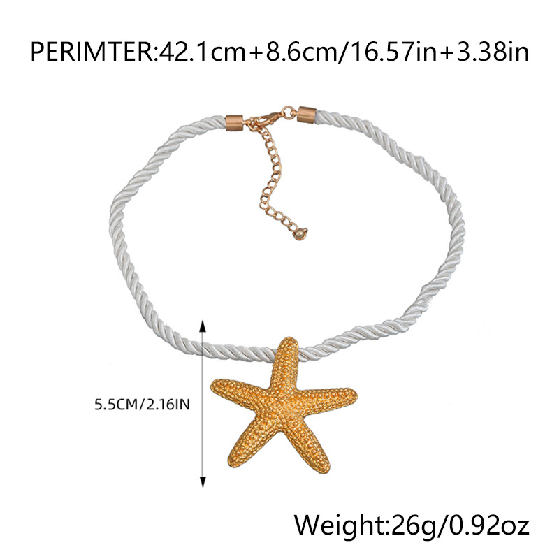 Summer Beach Ocean Series Exaggerated Starfish Necklace Women's Shell Bracelet Conch Earring Set Women_voghion.com