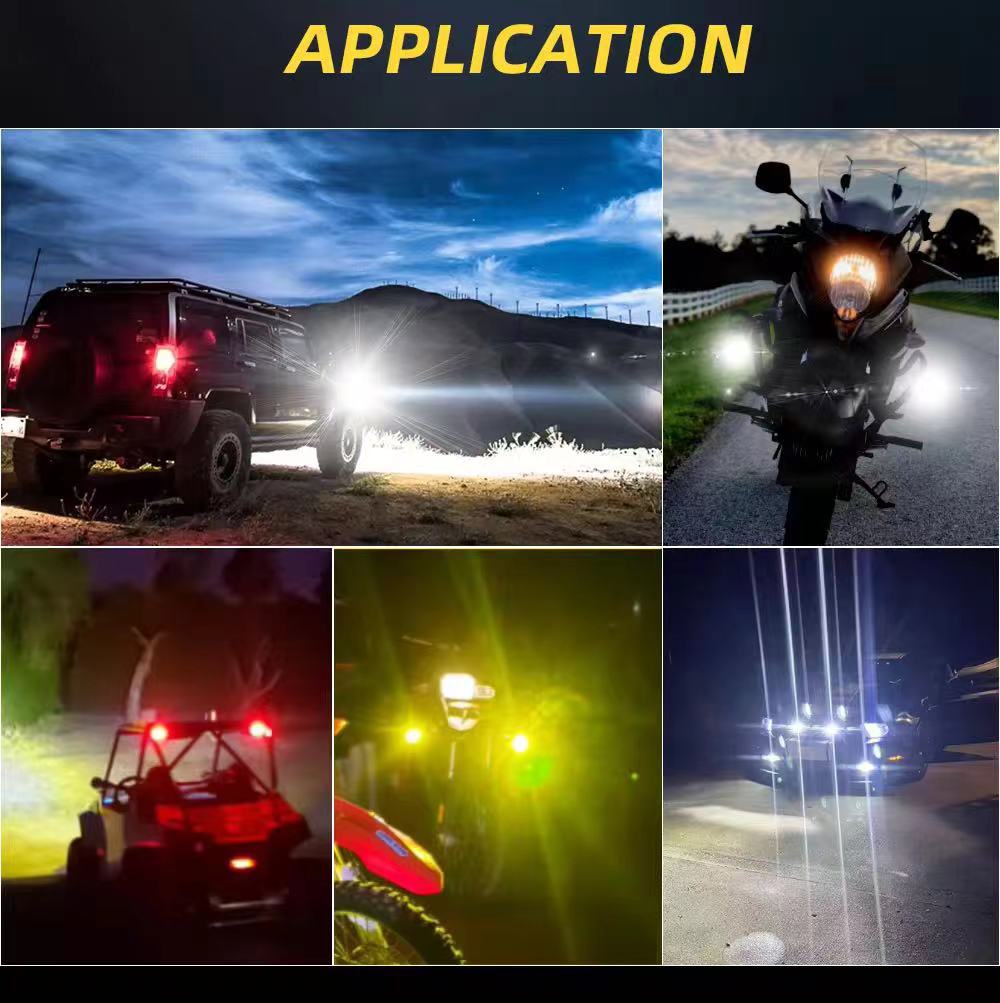 Cross-Border Supply of Led Skull Colorful External Spotlights Electric Motorcycle Modified Car Lights Wide Voltage Two-Color Flash