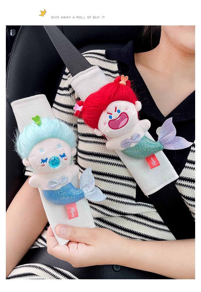 The United States blew up the mermaid car seat belt shoulder pad cotton doll doll car ornaments car decoration women