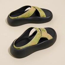 凉拖鞋女夏季外穿2025新款厚底休闲沙滩凉鞋懒人国风款孕妇一字拖