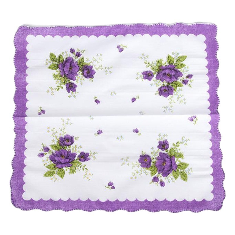 Pure Cotton Printed Small Handkerchief, Women's Crescent Edge Handkerchief, Pure Cotton Small Floral Handkerchief for the Elderly and Children