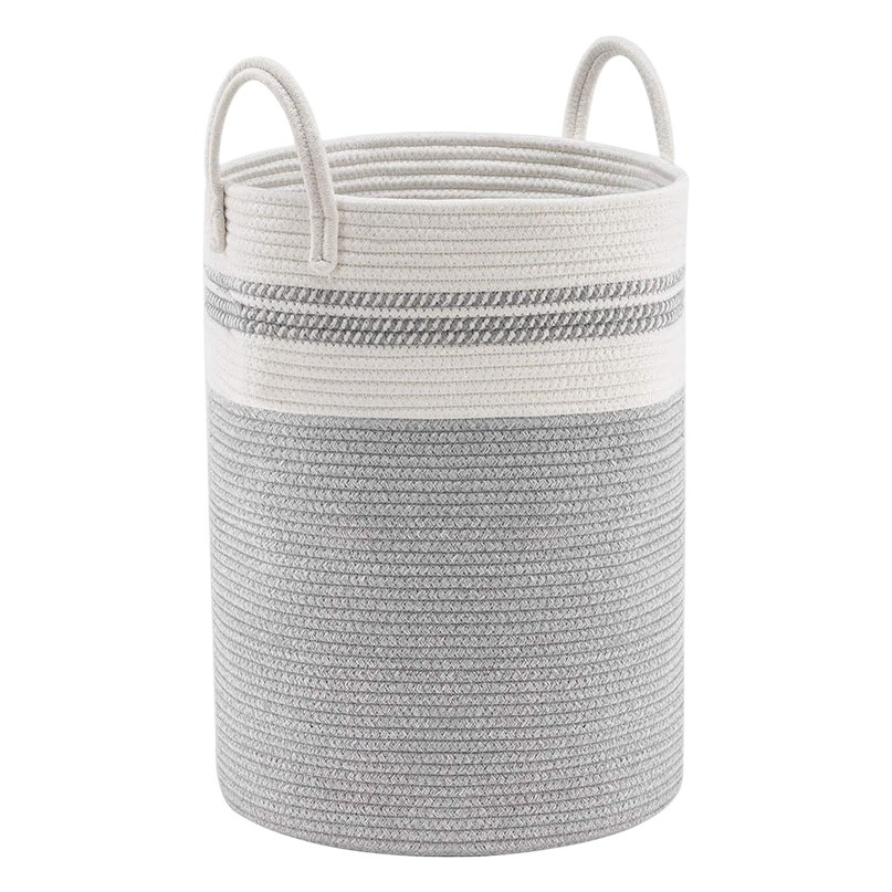 Cuerda de algodón cesta tejida cesta de almacenamiento cesta de bambú cesta de la ropa portátil plegable marrón Otros cesta plegable