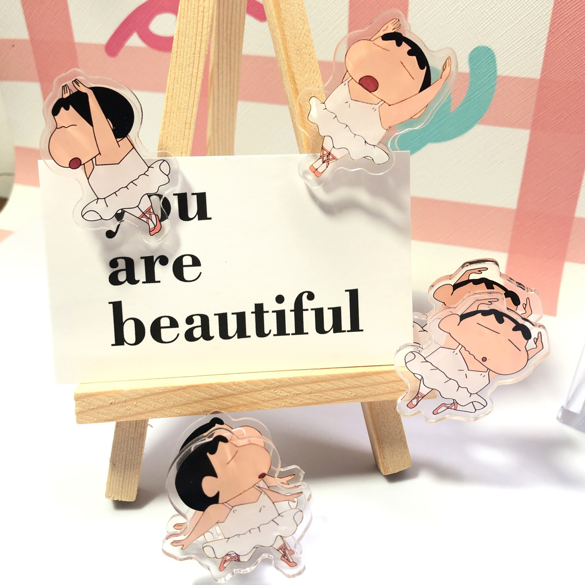 Small Red Book Style Ballet Shin-chan Acrylic PP Clip Bookmark Photo Clip Sealing Clip Journal Clip