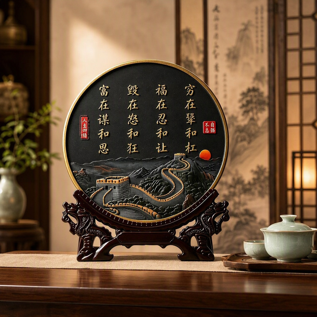 Calligraphy and Painting Inspirational Ornaments with Dragon Heads for Decoration, New Chinese-Style Home Entrance Table Decorations