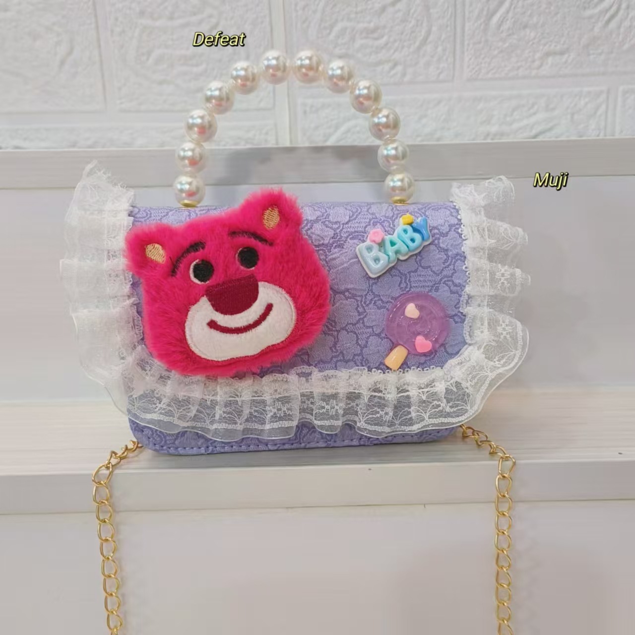 Bolso de perlas bolso de hombro bolso de cambio bolso de princesa bolso de dibujos animados bolso de fresa oso bolso de niños bolso de cadena