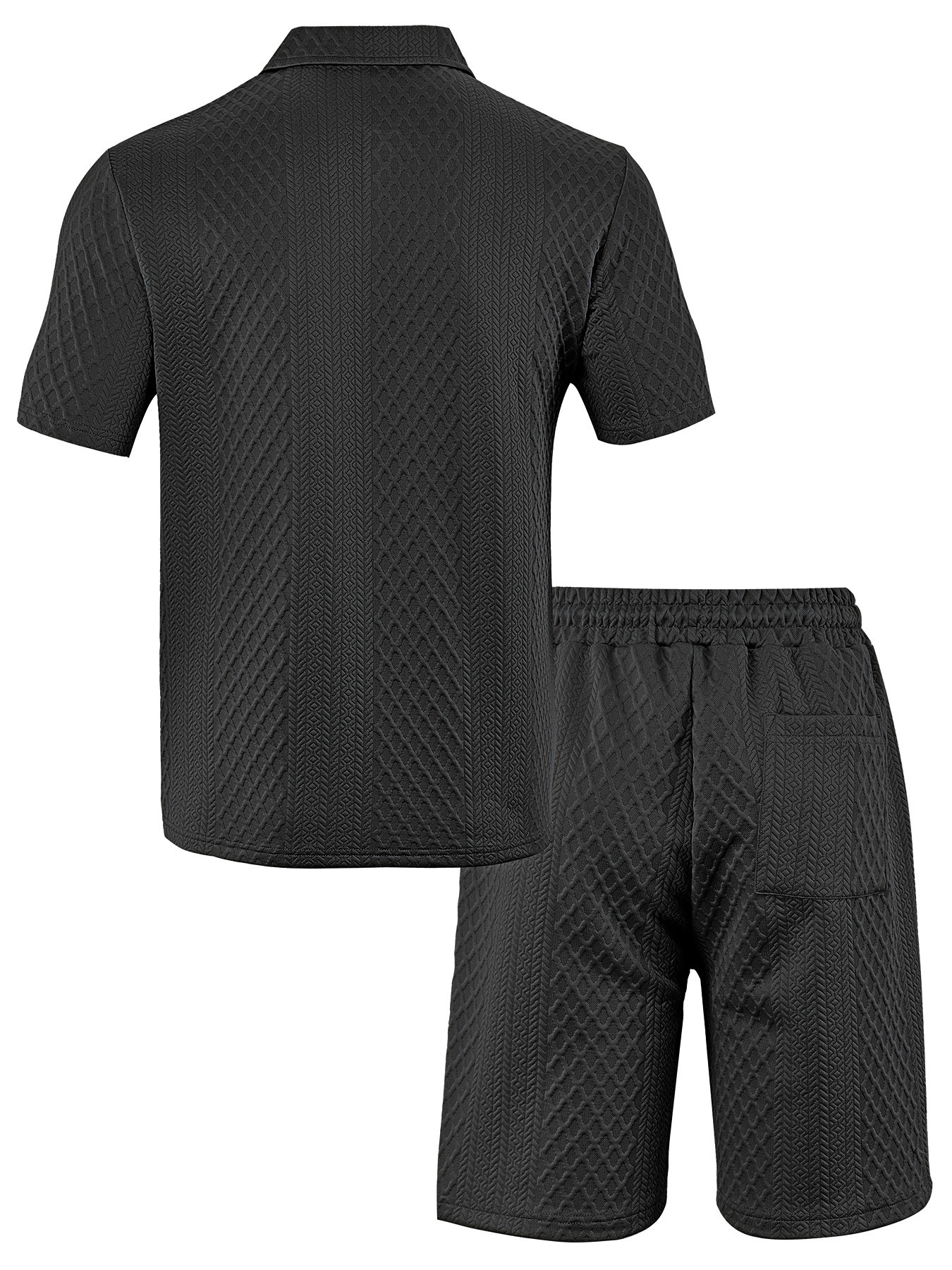 Herren Freizeit Sport Jacquard Polohemd Und Shorts Set Sommer_voghion.com
