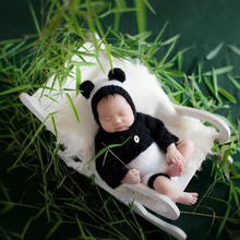 新款儿童摄影道具熊猫服装道具背景毯子整套圣诞主题搭配照相套装