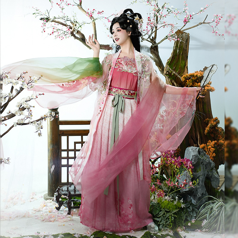 Original Hanfu for Women 2025 New Summer Style Song Dynasty Heavy Embroidery Large Sleeves Waist-Length Super Fairy-Like National Style Thin Set
