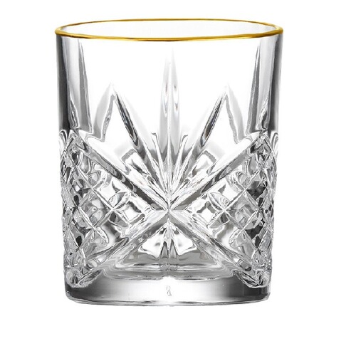Light luxury gold edge vertical strip large whiskey lead-free glass cup home red wine and strong beer glass water cup set
