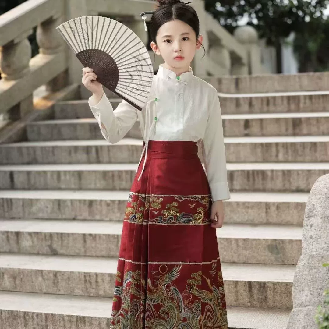 Улучшенная юбка Mamian для девочек, осенняя новая одежда Han Element для маленьких девочек, платье Hanfu в древнем китайском стиле Super Fairy.