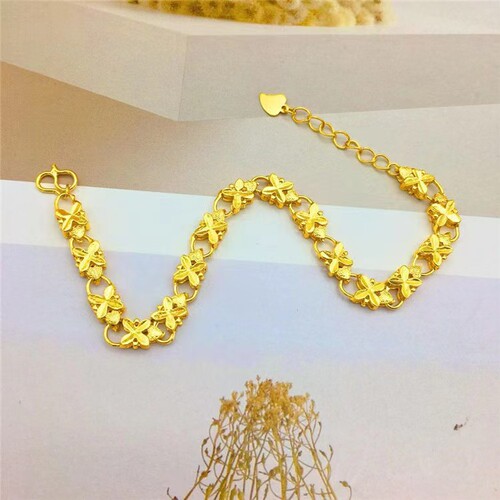 Gold-plated Sandalwood Four-Leaf Clover Women's Bracelet, New Style, Fashionable and Simple Accessory, Live Streaming E-commerce Supply Wholesale