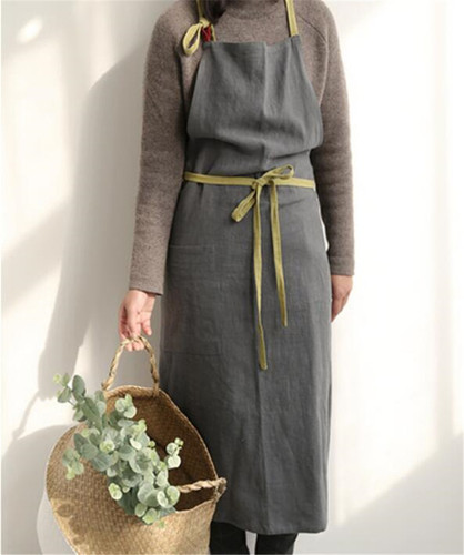 Cross-border large size apron women's summer new cotton and linen internet celebrity same style flower shop restaurant small fresh work clothes dropshipping