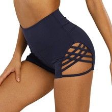 跨境亚马逊欧美女士运动高腰提臀绷带运动健身房瑜伽提臀短裤