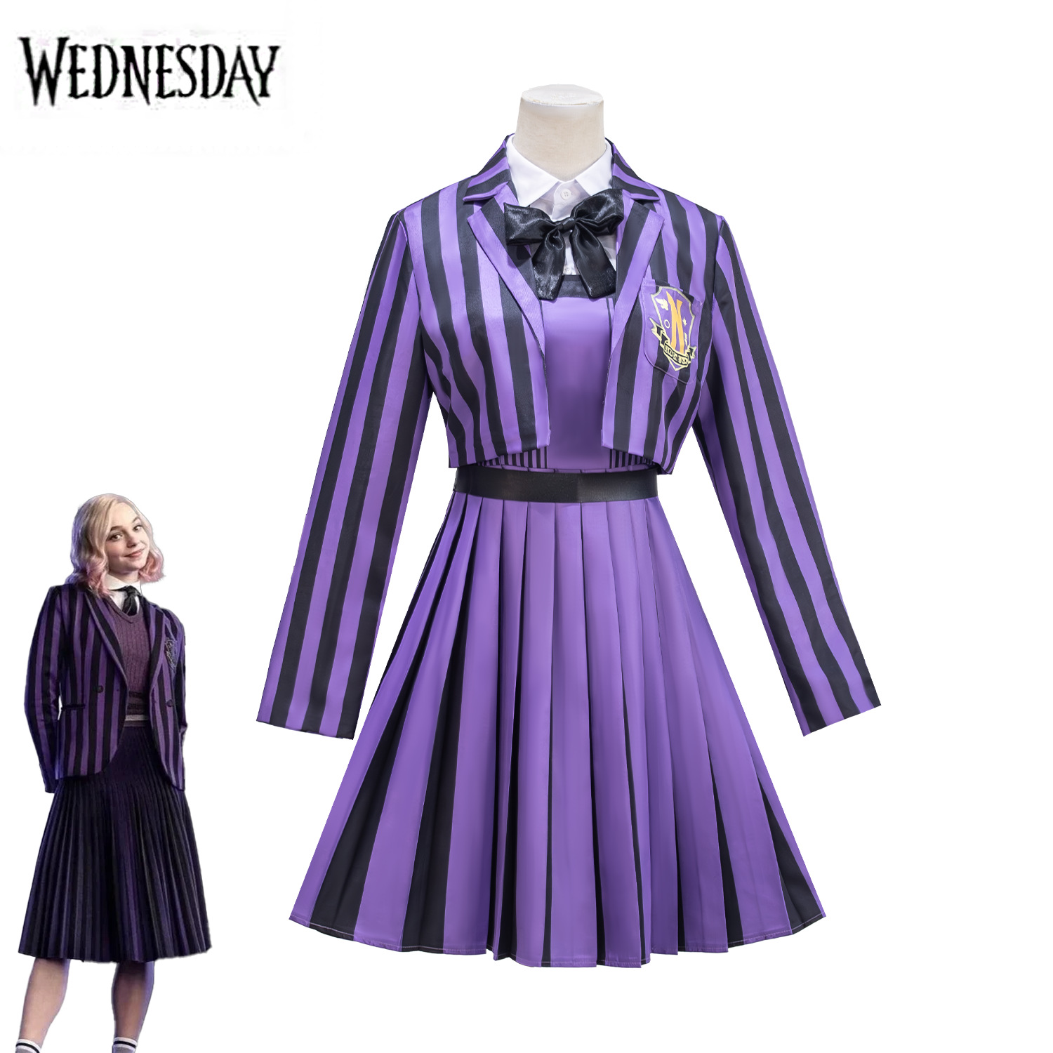 Wednesday Season 2 Cosplay Little Wolf Girl Enid Adams Family Cosplay School Uniform Halloween