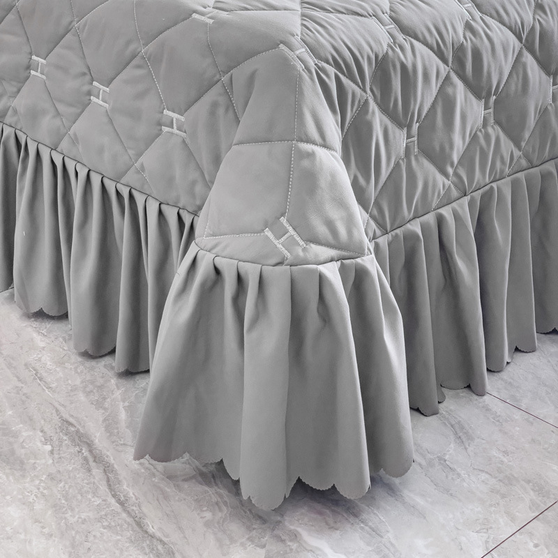 Comercio extranjero Simmons cubierta de cama de piel abrasiva de algodón engrosado cubierta de cama de encaje doble cubierta de cama falda cubierta de cama al por mayor