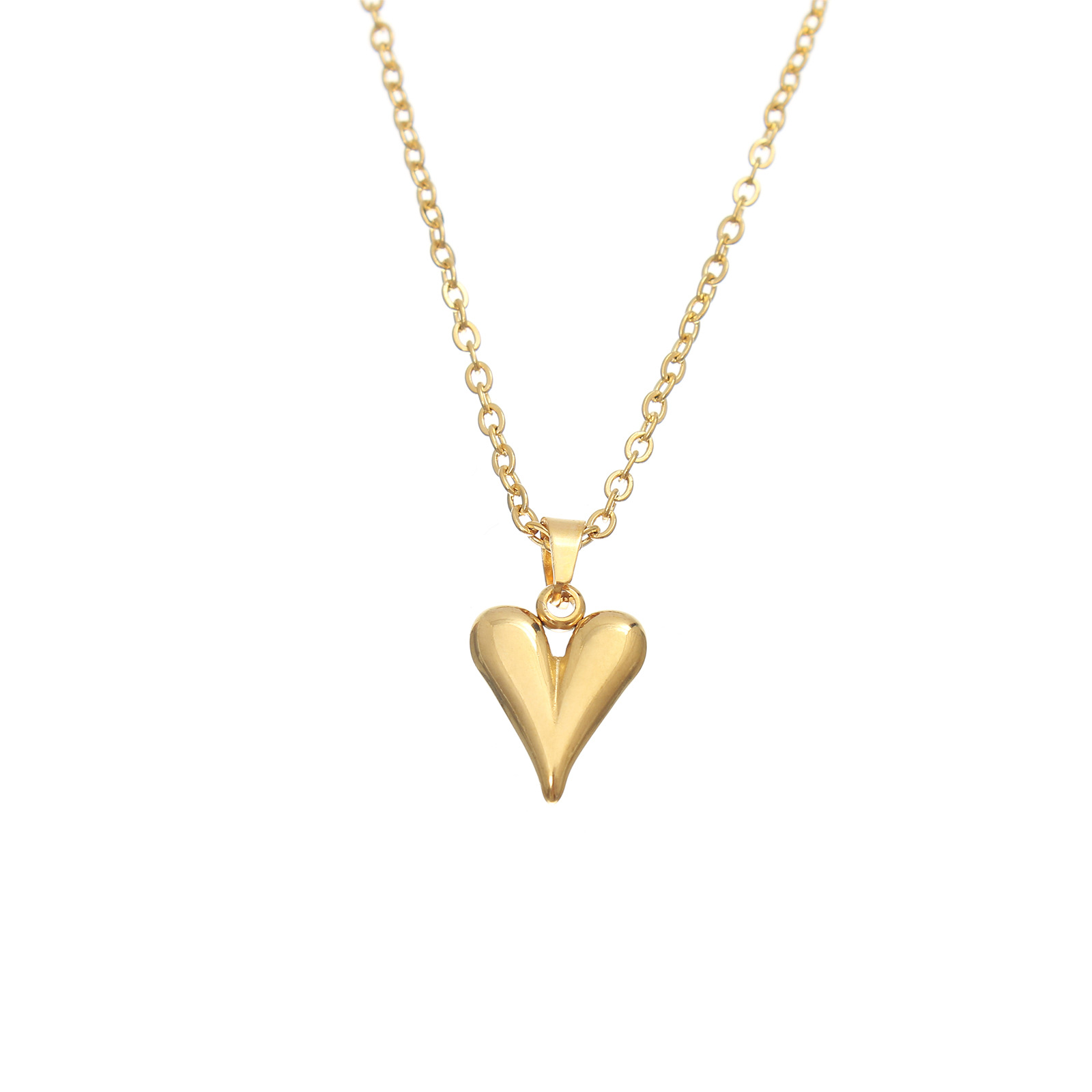 Collar con colgante de corazón dorado de acero inoxidable, estilo europeo/americano image 7