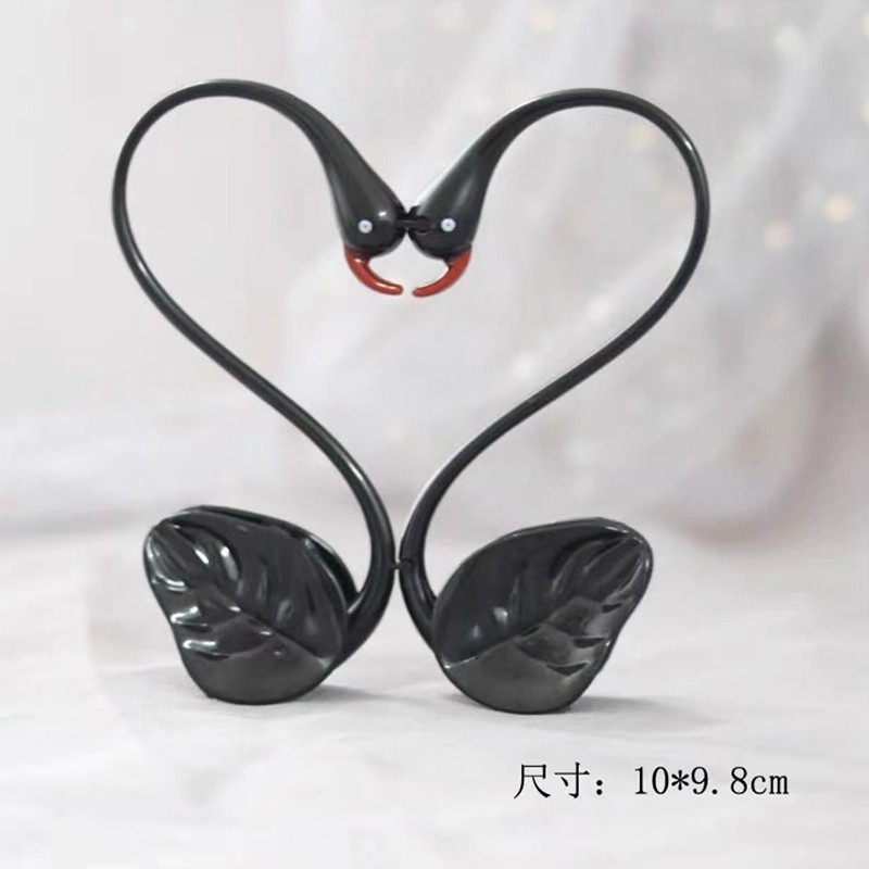 2025七夕情人节唯美蛋糕装饰黑白天鹅摆件亚克力love情侣告白插件|undefined