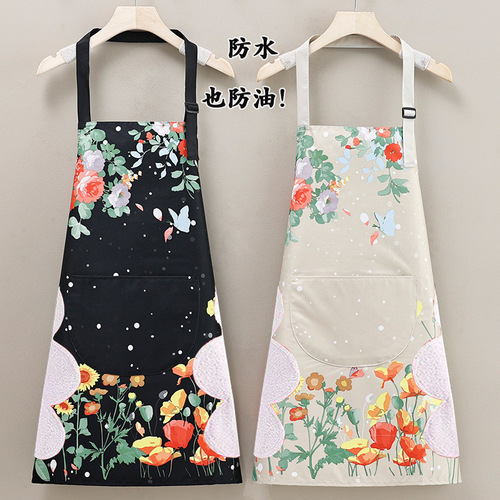 Apron household wipes, hand waist, waterproof and oil-proof kitchen restaurant cooking, adult cute, dirt-resistant, foreign-style overalls