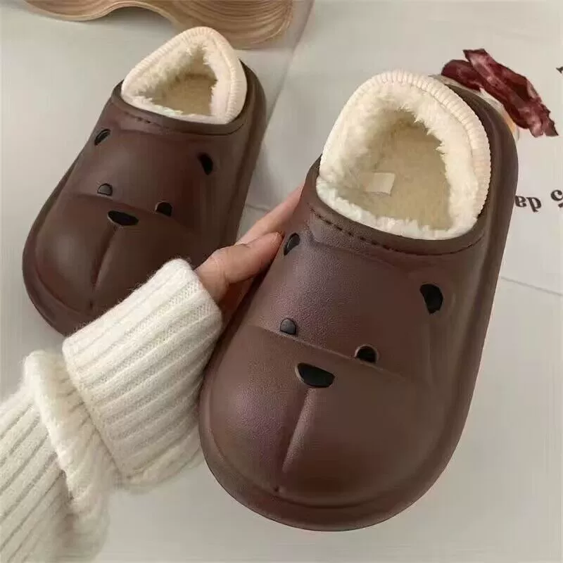 Зимние милые модные cartoon-тапочки для мужчин и женщин, тепло и комфорт обувь для беременных