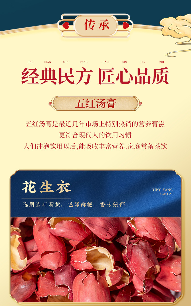 Five Red Soup Paste (Wu Hong Tang Gao) — Peanut Skin, Goji, Red Bean, Red Date Herbal Paste key features