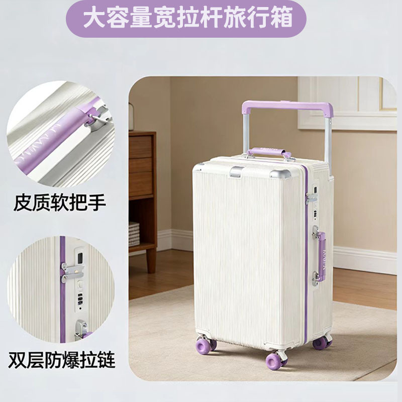 New High-End Luggage with Wide Handle, Shock-Absorbing Brakes, Silent Wheels, Large Capacity Travel Suitcase, 20inch Carry-On Password Lock Suitcase